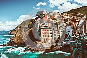 Riomaggiore fisherman village in Cinque Terre, Italy