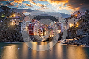 Riomaggiore, La Spezia, Italy Beautiful Hillside Town in Cinque Terre photo