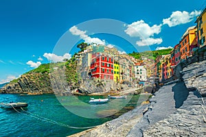 Riomaggiore touristic village, Cinque Terre, Liguria, Italy, Europe