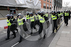 Riot Police Advance through Central London