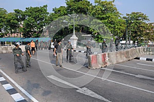 Riot Police Guard Government House in Bangkok