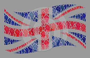 Riot Waving Great Britain Flag - Collage with Fist Elements