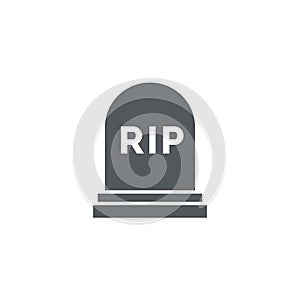 Rip grave vector icon. Tombstone Gravestone death rest in peace flat funeral symbol. photo