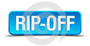 Rip off blue realistic square isolated button