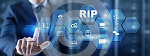 RIP Routing Information Protocol. Technology networks cocept 2021