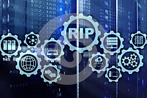 RIP Routing Information Protocol. Technology networks concept