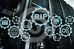 RIP Routing Information Protocol. Technology networks concept