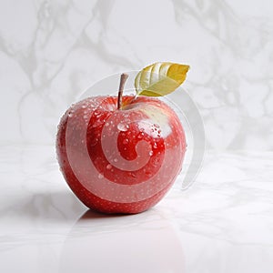 Ripe apple on an original red background