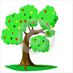 Ripe apple tree illustration on a white background
