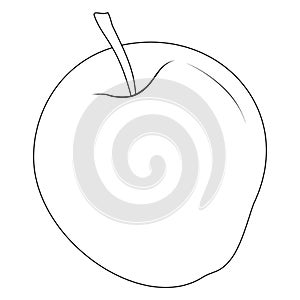 Ripe apple. Vector illustration, coloring page, line art, black and white.