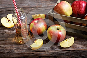 Ripe apples and apple juice