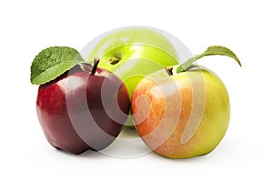 Ripe apples on a white background