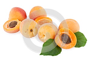 Ripe Apricot fruits isolated on white