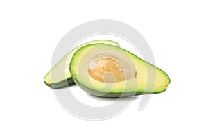 Ripe avocado halves isolated on background