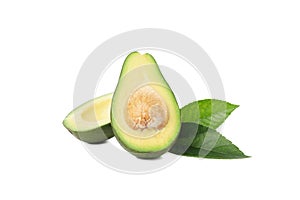 Ripe avocado halves isolated on background