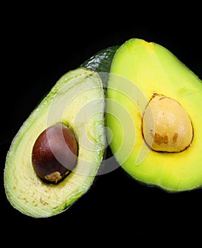 Ripe avocado halves with large seed ideal for healthy eating and wellness