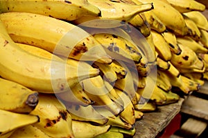 Ripe banana heap in city market