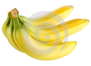Ripe bananas on white