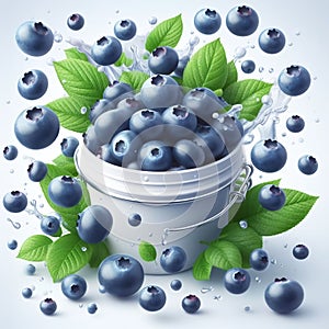 Ripe blueberries on white background. healthy food