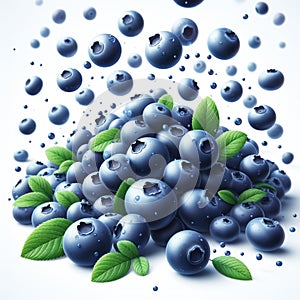 Ripe blueberries on white background. healthy food