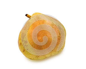 Ripe blushful pear isolated on white.