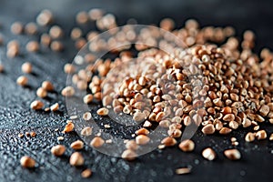 Ripe buckwheat grains on a white background.
