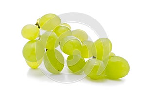 Ripe bunch green grapes isolated on the white background