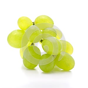 Ripe bunch green grapes isolated on the white background