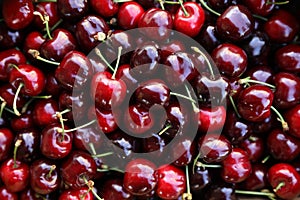 Ripe cherries background.