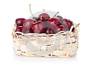 Ripe cherries basket