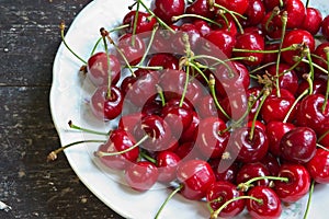 Ripe cherries on the table
