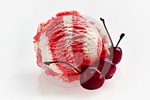 Ripe cherries with vanilla and cherry ice-cream