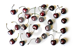 Ripe cherries on a white background. Fresh berries at . summer