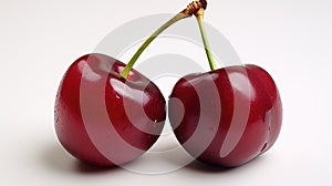 ripe cherries white background