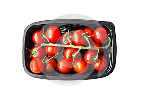 Ripe cherry tomatoes in plastic container