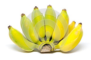 Ripe cultivate banana on white