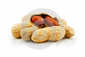 Ripe Dried Peanut Isolated on White