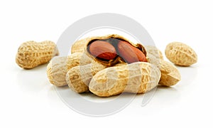 Ripe Dried Peanut Isolated on White