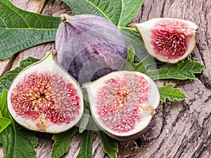 Ripe fig fruits on the wooden table