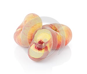 Ripe flat donut peaches