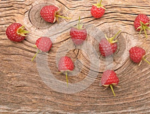 Ripe fresh raspberries