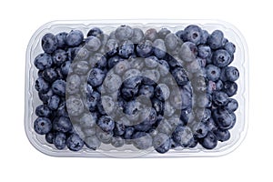 Ripe fresh sweet blueberries in a plastic container, the concept of selling in a store, preparations for the winter, harvest