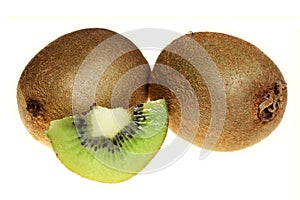 Ripe fruits of a kiwi on a white background