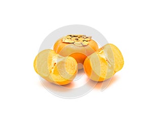 Ripe Fuyu persimmon isolated on white background