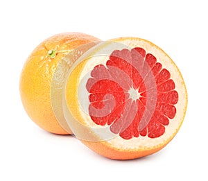 Ripe grapefruit on white background.