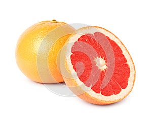 Ripe grapefruit on white background.