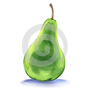 Ripe green pear isolated on white background