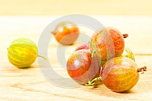 Ripe green and red gooseberries