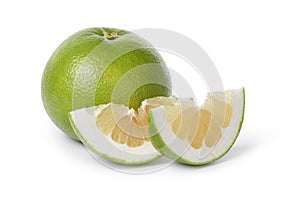 Ripe green sweetie fruit with slices