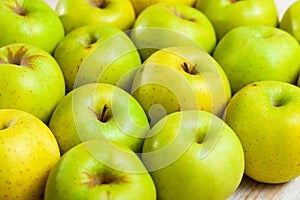 Ripe green and yellow apples